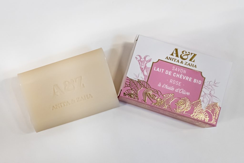 Savon au lait de chèvre bio et parfum de rose ANITA & ZAHA -Made In France