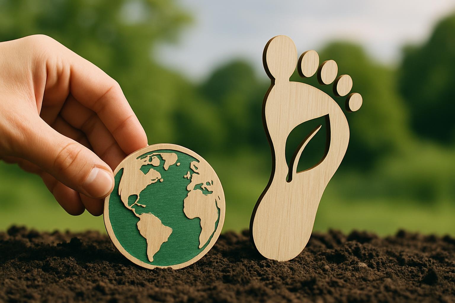 Main tenant la Terre et empreinte – impact réduit