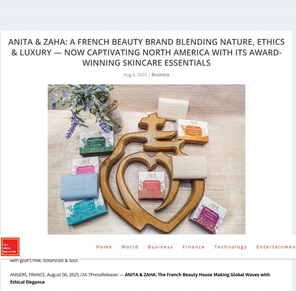 Article presenting ANITA & ZAHA products on All India Bulletin