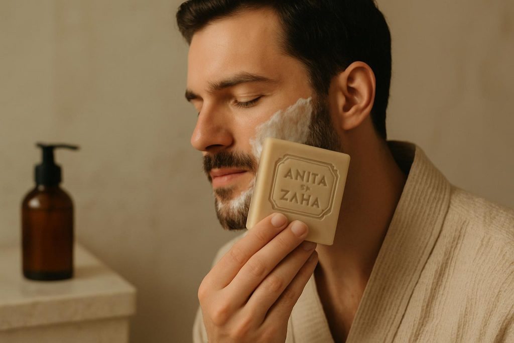 Homme utilisant un soin visage moderne. © ANITA & ZAHA