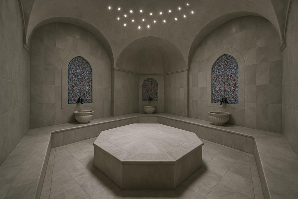 Intérieur d’un hammam turc vide