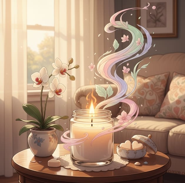 Bougie parfumée diffusant une odeur agréable pour le bien-être sensoriel