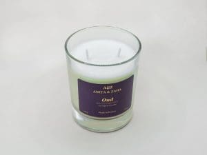 Bougie parfumée Oud en cire de soja naturelle, création artisanale ANITA & ZAHA