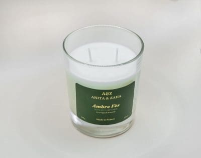 Bougie Ambre Fès en cire végétale, parfum chaleureux inspiré de Fès, fabrication française ANITA & ZAHA