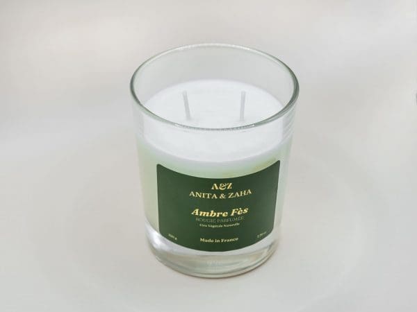 Bougie Ambre Fès en cire végétale, parfum chaleureux inspiré de Fès, fabrication française ANITA & ZAHA