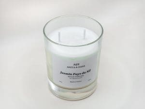 Bougie parfumée Jasmin Pays du Nil en cire de soja naturelle, création ANITA & ZAHA fabriquée à Grasse