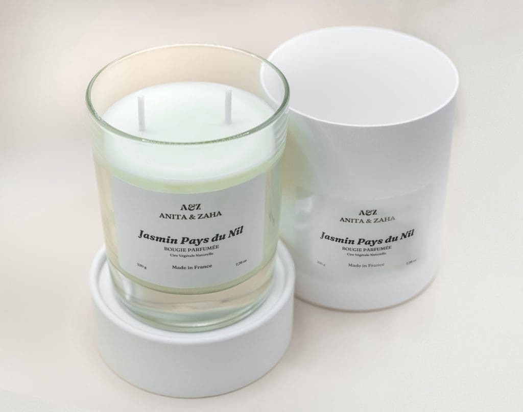 Bougie Jasmin Pays du Nil en cire végétale, senteur florale raffinée made in France