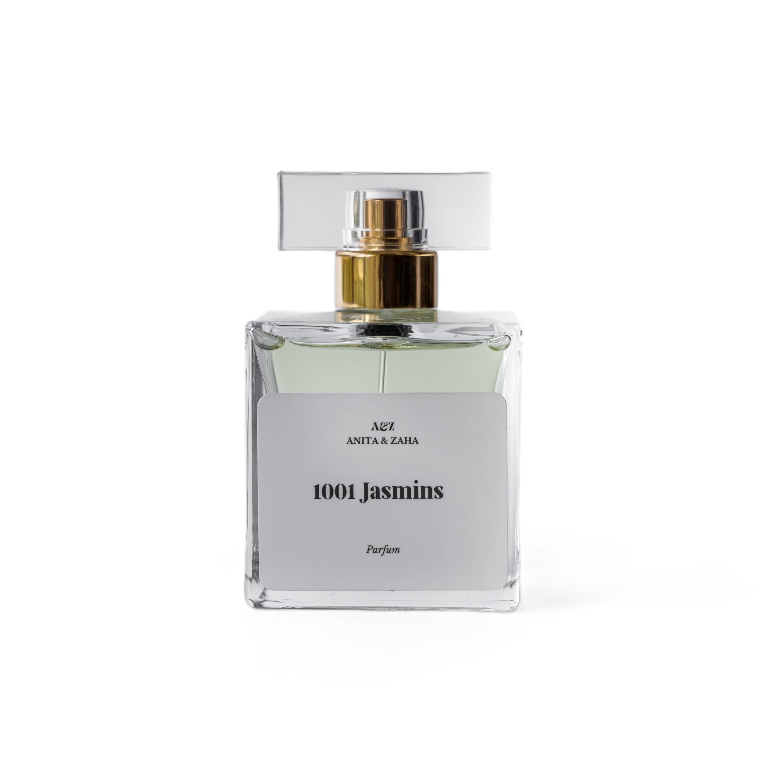 Flacon du parfum 1001 Jasmins présenté seul, révélant une composition fruitée et boisée chaleureuse où l’éclat du jasmin se mêle à une douceur lumineuse.